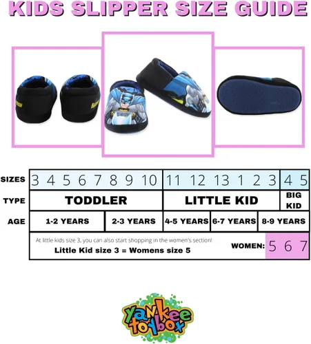 Vista 2 de DC Comics Batman Superhero - Pantuflas Aline de felpa para niños pequeños (9-10 M de EE. UU., azulnegro), Azul