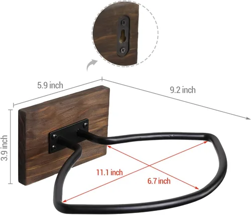 Vista 4 de MyGift Estante de exhibición de fútbol para montaje en pared, madera rústica y soporte industrial de metal negro para pelotas deportivas, decoración