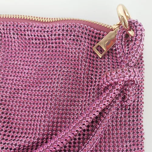 Vista 6 de Bolso de noche brillante con diamantes de imitación para mujer, bolso de mano plateado, bolso Hobo para fiesta, baile de graduación, boda