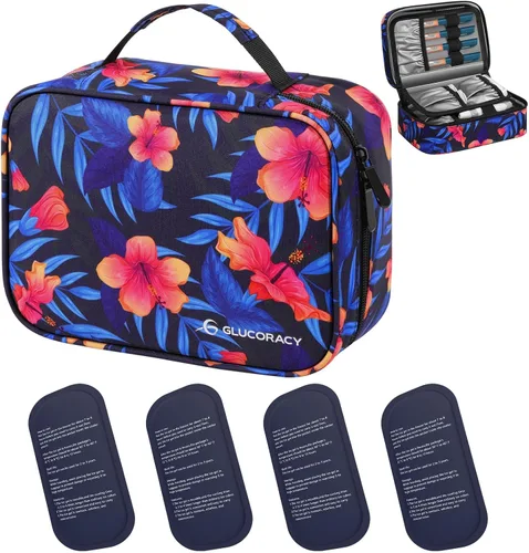 Vista 10 de Glucoracy Estuche de viaje enfriador de insulina, bolsa de transporte para medicamentos diabéticos con 2 paquetes de hielo de 5.64 oz aprobados por
