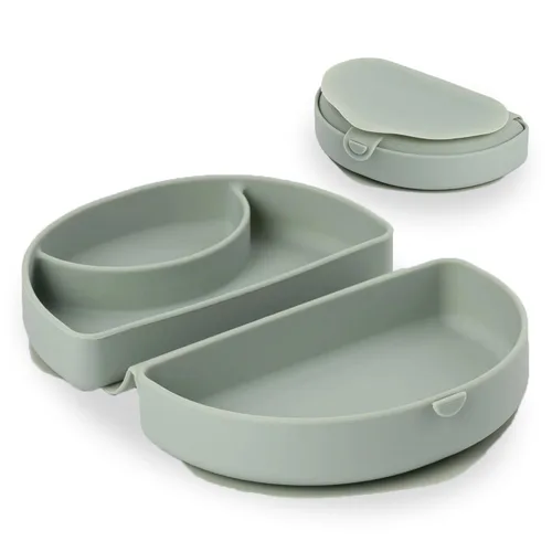 Vista 11 de Miniware Fold & Scoop - Juego de alimentación para bebés, plato de silicona para bebé con succión y cuchara para bebé, compacto, portátil, apto