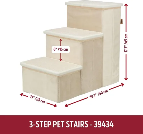 Vista 5 de Trixie Escaleras plegables de terciopelo de 3 escalones para mascotas con almacenamiento, plegable, compartimentos de almacenamiento para juguetes
