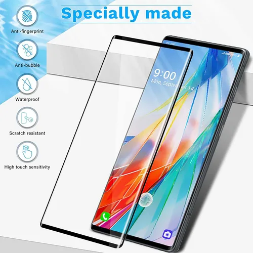 Vista 2 de Protector de pantalla curvo para LG Wing 5G 3D, [2 unidades] Cobertura completa HD transparente antiarañazos antihuellas, protector de pantalla