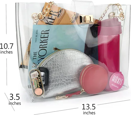 Vista 5 de Bolso tote de cadena transparente multifunción con bloqueo de giro para mujer