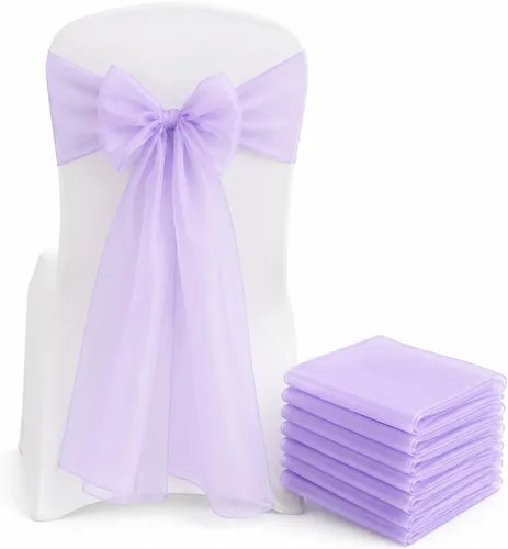 Vista 14 de Juego de 10 lazos para sillas con lazos para atar en la parte trasera, artículos decorativos para bodas, recepciones, eventos, banquetes, sillas