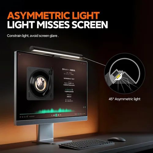 Vista 3 de LYMAX Barra de luz para monitor de computadora, lámpara de computadora USB, barra de luz de pantalla regulable, brillo ajustable/temperatura