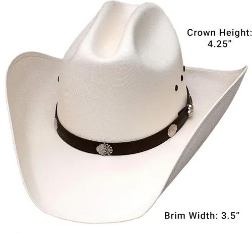 Vista 2 de WESTERN EXPRESS Sombrero vaquero clásico de paja de ganado para hombre, Blanco