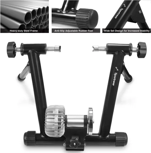Vista 5 de Sportneer Bike Trainer - Fluid Stationary Bike Stand for 26-29" & 700C Wheels - Auto Resistance Control Bike Trainer Stand for Indoor Riding with