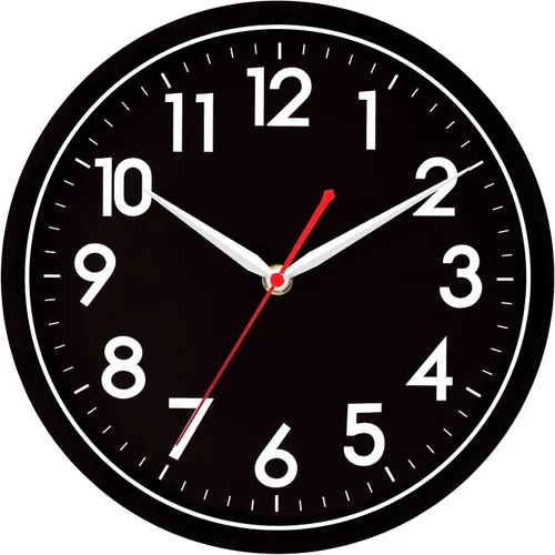Vista 20 de AKCISOT 8 Inch Wall Clock, Silent Battery Operated Analog Clock, Black
