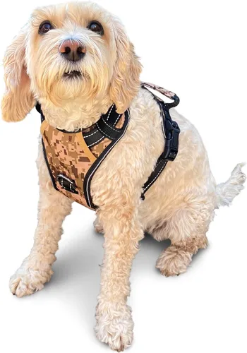 Vista 23 de Arnés antitirones para perro pequeño con 2 hebillas de liberación rápida y mango de fácil control, chaleco suave reflectante sin estrangulamiento