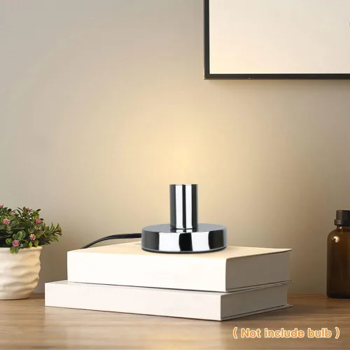 Vista 9 de Base de lámpara de mesa industrial Helunsi, base de lámpara E26 E27 plateada sin pantalla, base de lámpara de escritorio corta expuesta, soporte