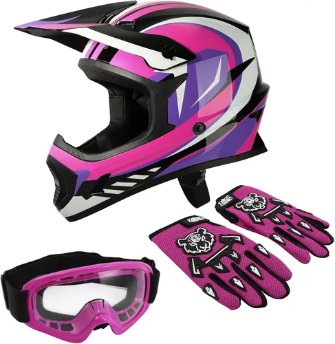 Vista 20 de TCT-MOTORPARTS DOT - Casco de motocross para niños y jóvenes, casco de cara completa para motocross, ATV, todoterreno, casco de cuatro ruedas