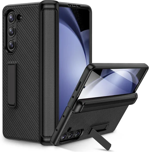Vista 12 de Ruky Funda para Galaxy Z Fold 5 con protección de bisagra, carcasa de cuerpo completo con soporte magnético integrado y protector de pantalla