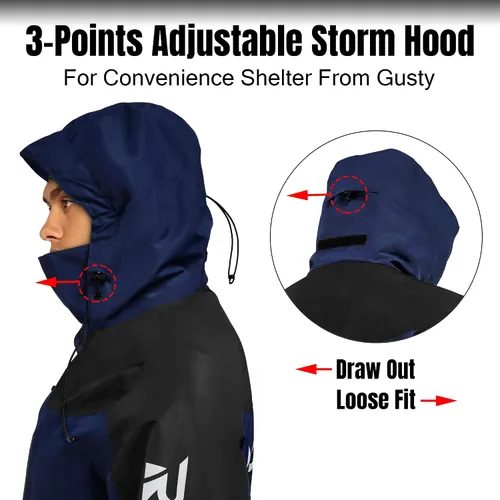 Vista 4 de Rodeel Chaqueta rompevientos ligera para hombre, resistente al agua, con capucha para exteriores