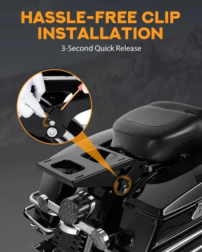 Vista 3 de PBYMT Montura de Paquete de Viaje Más Gruesa para Portaequipajes Desmontable Compatible con Harley Davidson Touring Street Glide Road King Electra