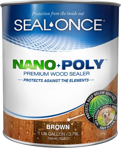 Vista 14 de Sellador Seal-Once Nano+Poly de madera penetrante con poliuretano, sellador impermeable de alta calidad, 1 galón, negro Sellador impermeable