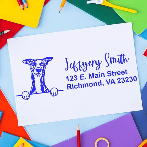 Vista 85 de American Bulldog Stamp Duo, Custom Return Address for Dog Lovers, Personalized Mail Mark for Letters and Cards