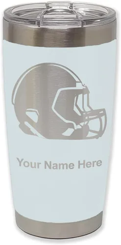 Vista 17 de LaserGram Vaso aislado al vacío de 20 onzas, casco de fútbol, grabado personalizado incluido (morado claro)