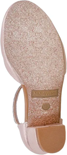 Vista 5 de NINE WEST Zapatos de vestir de tacón bajo de dos piezas para niñas y niñas con correa de tobillo