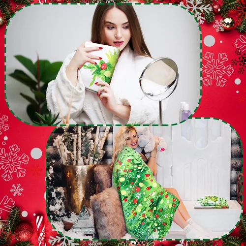 Vista 6 de Preboun Juego de 3 toallas de baño de árboles de Navidad, toallas de mano ligeras de Navidad, toallas de baño de árbol verde de invierno, toallas