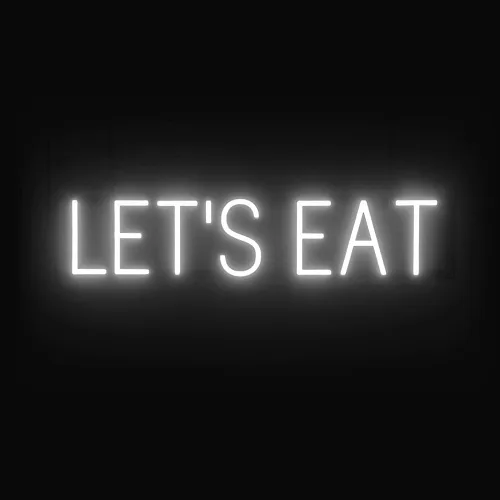 Vista 20 de SpellBrite Letrero EAT Letrero de neón para comer con luz LED azul, 13.1 x 6.3 pulgadas