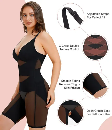 Vista 3 de REYEOGO Body moldeador para mujer, con control de abdomen, levantador de glúteos, moldeador de cuerpo completo, sin costuras, para muslos, faja