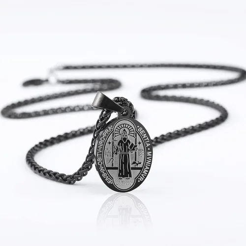 Vista 5 de RS Collar con medalla de San Miguel, Cristóbal, JudeBenedictoJoséAntonio, para hombres, 24 en regalos religiosos