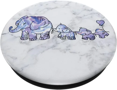 Vista 2 de 3 Kiddos Mama Elephant – 3 niños – Elephant Mom Phone Grip – PopSockets agarre y soporte para teléfonos y tabletas, Negro