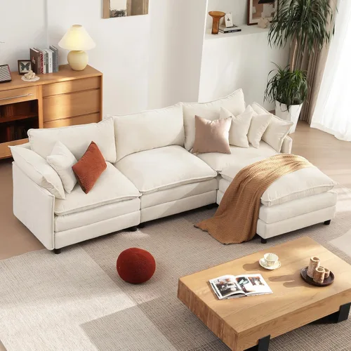 Vista 82 de Vesgantti Sofá modular de 108 pulgadas, cómodo sofá de nube con asiento profundo otomano movible, sofá modular en forma de L, sofás seccionales