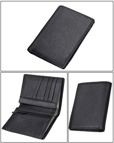 Vista 4 de XDSDDS - Cartera larga para hombre, de piel auténtica, con cremallera alrededor de cheques, tarjetero con bolsillo para monedas
