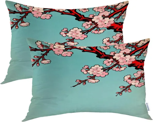 Vista 96 de Batmerry Fundas de almohada decorativas con estampado digital de hojas verdes y gatos negros con estampado digital para sofá, cama, cremallera