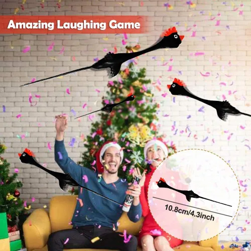 Vista 3 de Slingshot Pollo de goma Pollo Flick Pollo Volador Flingers Stress Gag Toys Stress Gag Toys, tirachinas de pollo de goma, divertidos rellenos