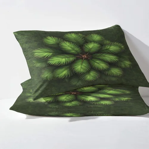 Vista 3 de Juego de sábanas de 3 piezas con diseño de palmera de hojas verdes, sábanas y fundas de almohada estampadas, sábana bajera ajustable de microfibra