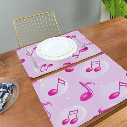 Vista 5 de Personalizado Dibujos Animados Rosa Notas Mat con Placa de Primavera Reutilizable Mantel Individual para Bebé Conjunto de 6 12 x 18 para Mesa