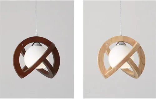 Vista 5 de Lámpara colgante de madera estilo rústico retro con globo de vidrio blanco, lámpara colgante Celing para cocina, isla, comedor, dormitorio, pasillo