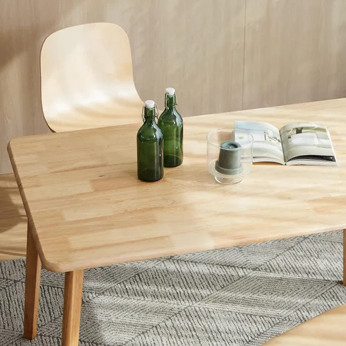 Vista 3 de Livinia Canberra 47.2" Mesa de comedor rectangular de madera/Mesa de cocina de roble malayo moderno de mediados de siglo (roble natural) Solo mesa