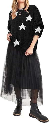 Vista 4 de StunShow Suéter de manga larga con abertura lateral para mujer, suéter de gran tamaño para otoño (S-3XL)