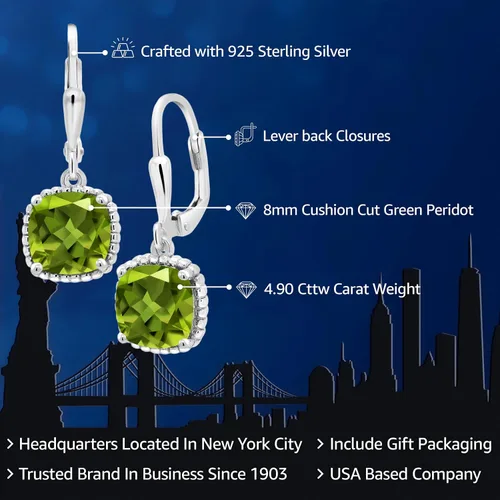 Vista 7 de Gem Stone King Aretes colgantes de plata de ley 925 de 0.315 pulgadas para mujer
