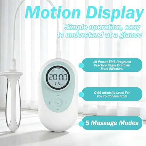 Vista 4 de Entrenador muscular del suelo pélvico con pantalla LCD - Ejercitador de Kegel de masaje y EMS 2 en 1 para mujeres, intensidad ajustable y tapón