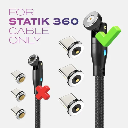Vista 5 de Statik Conector magnético USB-C para cable de carga magnético, paquete de 3 adaptadores USB-C para cargador de cable, se ajusta fácilmente en su