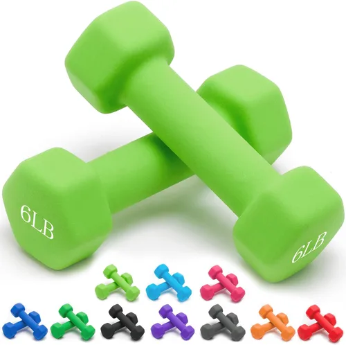 Vista 46 de Portzon Mancuernas de neopreno con agarre antideslizante para ejercicio de entrenamiento corporal total y tonificación muscular, compatible con 2