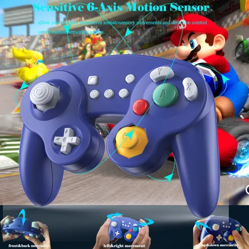 Vista 4 de EXLENE Gamecube Controller Switch, Wireless Switch Pro Controller for Nintendo SwitchLitePCAndroidIosSteam, Support Wake Up, Motion, Adjustable