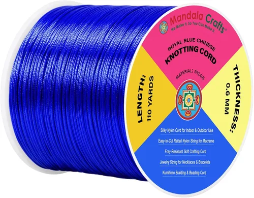 Vista 79 de Mandala Crafts Cordón de satén de cola de rattail de 0.02 in para nudos