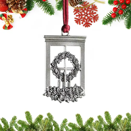 Vista 14 de Adornos navideños, 2024 Adorno de árbol de Navidad de peltre sólido hecho a mano de metal para colgar, artesanía DIY, coleccionables para árboles