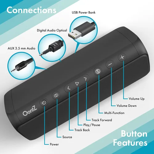 Vista 2 de OontZ Barra de sonido Angle 3 Pro - Barra de sonido estéreo Bluetooth 5.0 con cable e inalámbrica para TV, conexión óptica/auxiliar/Bluetooth