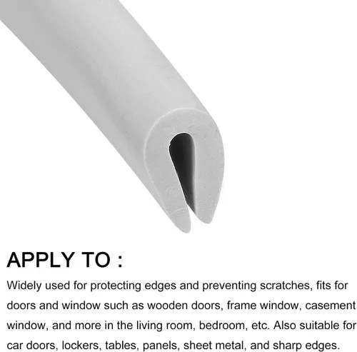 Vista 6 de METALLIXITY Moldes de borde (9.84 pies), 1 unidad, canal U de PVC para tira de sellado de borde de 0.020-0.059 in, para ventanas de puertas de casa