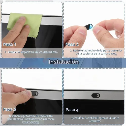 Vista 4 de JJUNW 50 piezas de cubierta deslizante para cámara web, cubierta universal ultrafina de 0.023 pulgadas para cámara web para laptop, computadora Negro