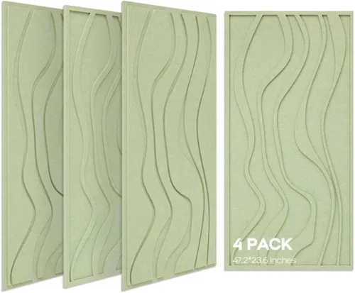 Vista 9 de BUBOS Paquete de 4 paneles acústicos grandes, tamaño total de 47.2 x 23.6 pulgadas, paneles de pared insonorizados, paneles de sonido decorativos