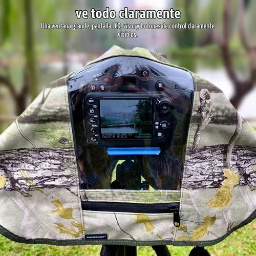 Vista 2 de Cubierta de lluvia para cámara con ventana de visión que se abre y diseño de montaje en correa, protector de funda impermeable para cámara (M)