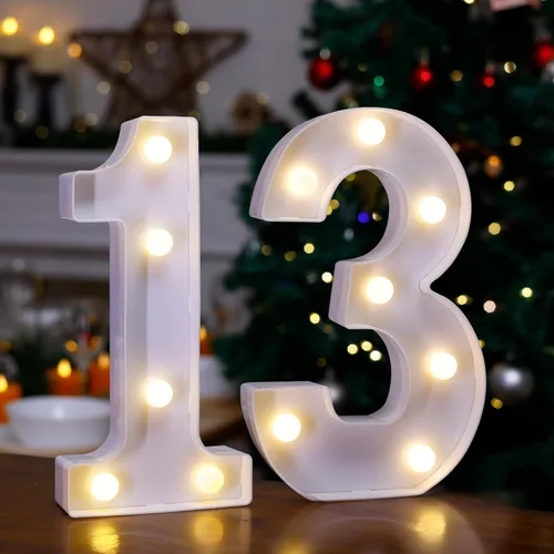 Vista 8 de Números con luz LED, letrero de número de marquesina para decoración de cumpleaños de 10 años (10)